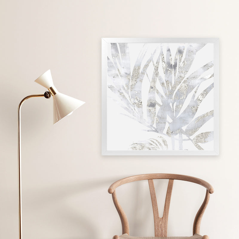 Shop Faded Leaves I (Square) Art Print-Abstract, Grey, PC, Square, View All, White-framed painted poster wall decor artwork