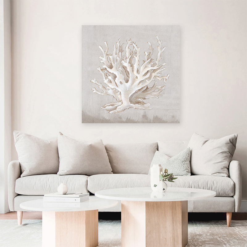Shop Neutral Shells IV (Square) Canvas Art Print-Abstract, Neutrals, PC, Square, View All-framed wall decor artwork