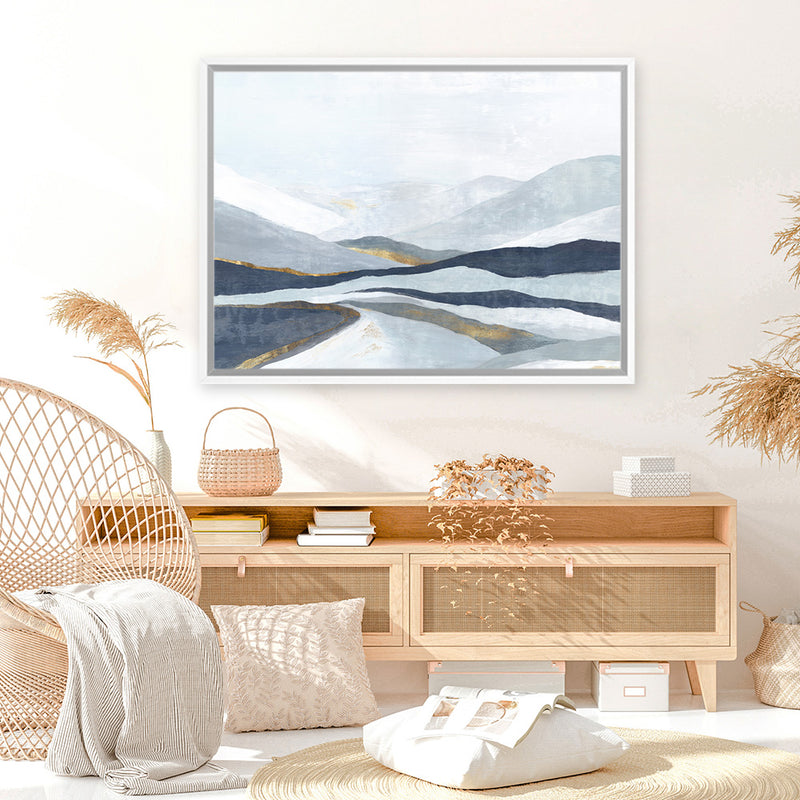 Shop Far Away Land I Canvas Art Print-Abstract, Blue, Horizontal, PC, Rectangle, View All-framed wall decor artwork