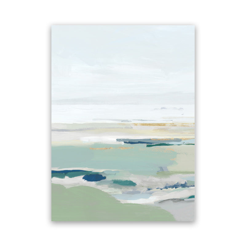 Shop Burbank Blue I Canvas Art Print-Abstract, Green, PC, Portrait, Rectangle, View All, White-framed wall decor artwork
