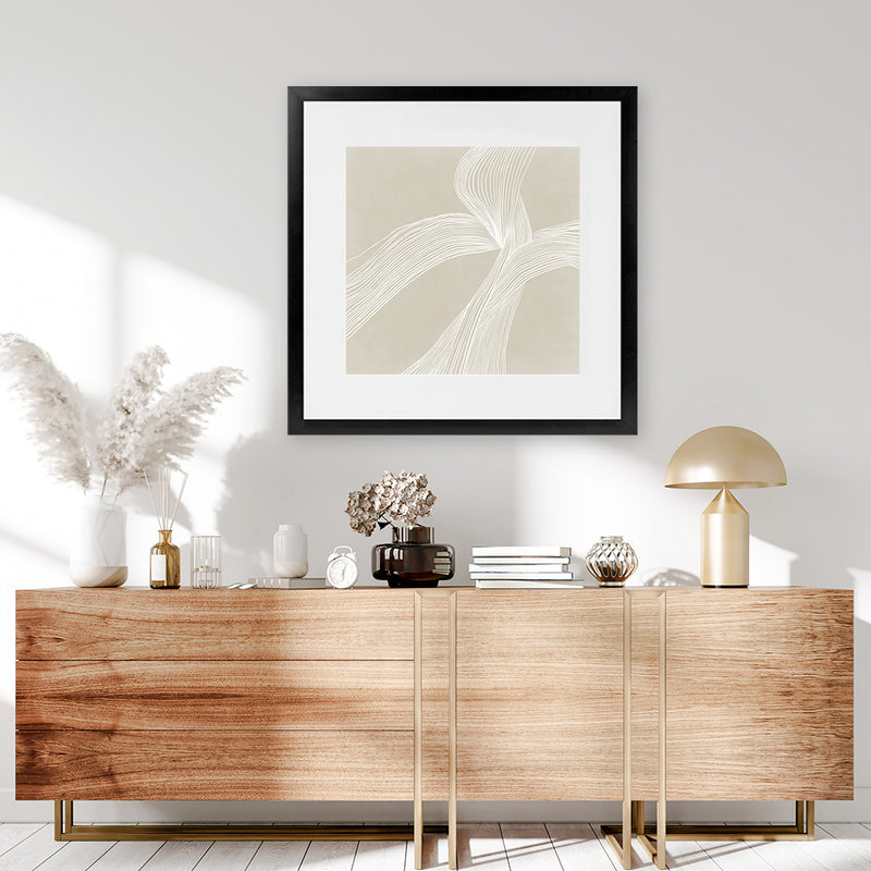 Shop On The Same Wavelength II (Square) Art Print-Abstract, Neutrals, PC, Square, View All-framed painted poster wall decor artwork