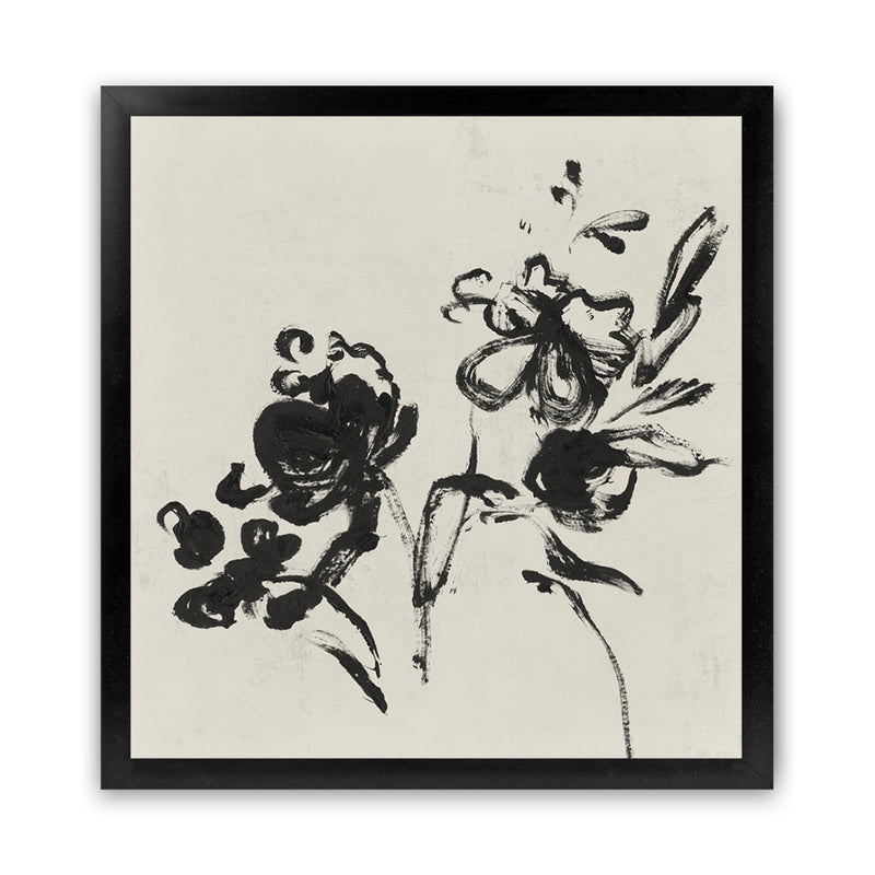 Shop Black Florals I (Square) Art Print-Abstract, Black, Neutrals, PC, Square, View All-framed painted poster wall decor artwork