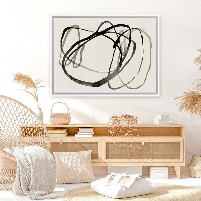 Shop Bounded II Canvas Art Print-Abstract, Black, Horizontal, Landscape, Neutrals, PC, Rectangle, View All-framed wall decor artwork
