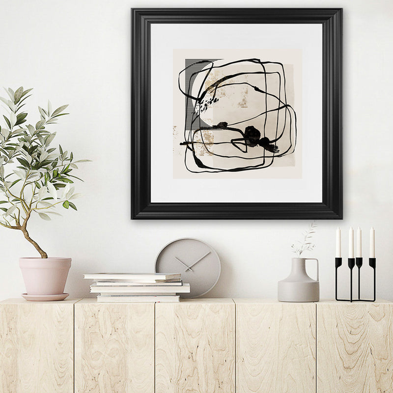 Shop Blotted II (Square) Art Print-Abstract, Black, Neutrals, PC, Square, View All-framed painted poster wall decor artwork