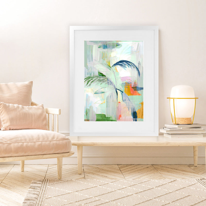 Shop Palm City Art Print-Abstract, Green, PC, Portrait, Rectangle, View All-framed painted poster wall decor artwork