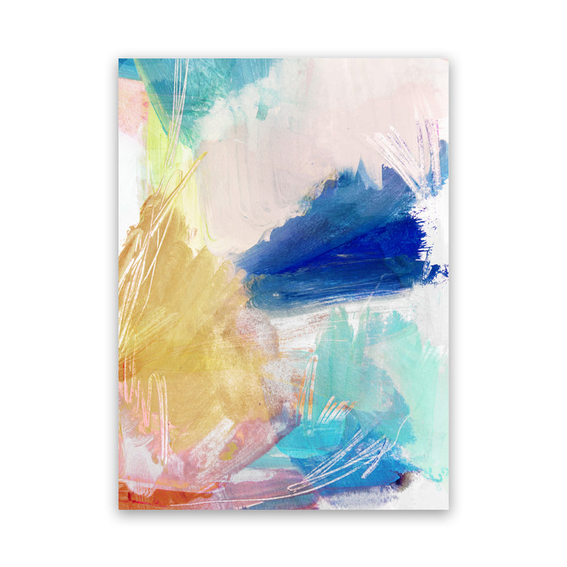 Shop Cha Cha I Canvas Art Print-Abstract, Blue, PC, Portrait, Rectangle, View All, Yellow-framed wall decor artwork