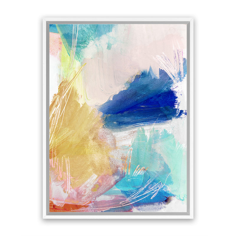 Shop Cha Cha I Canvas Art Print-Abstract, Blue, PC, Portrait, Rectangle, View All, Yellow-framed wall decor artwork