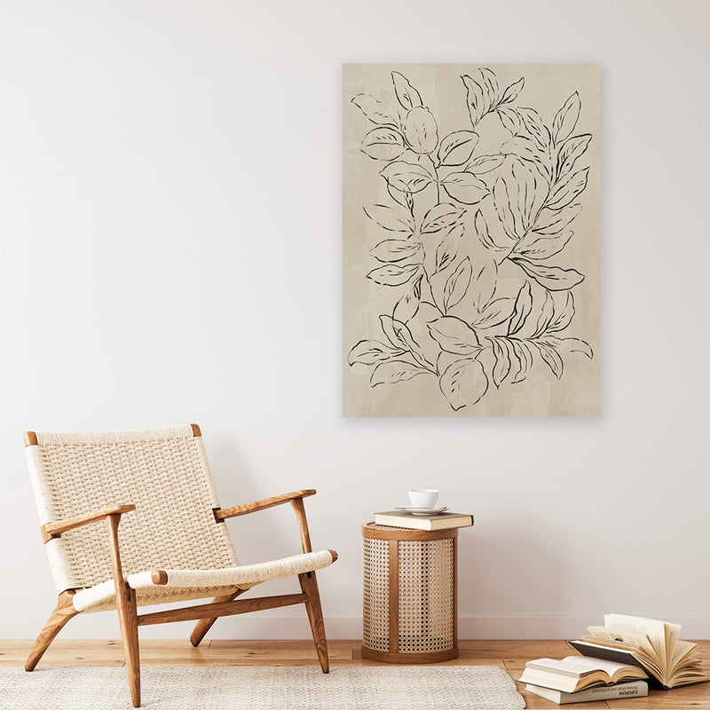 Shop Outlined Leaves II Canvas Art Print-Abstract, Brown, PC, Portrait, Rectangle, View All-framed wall decor artwork