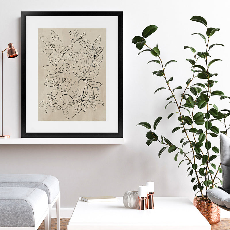 Shop Outlined Leaves II Art Print-Abstract, Brown, PC, Portrait, Rectangle, View All-framed painted poster wall decor artwork
