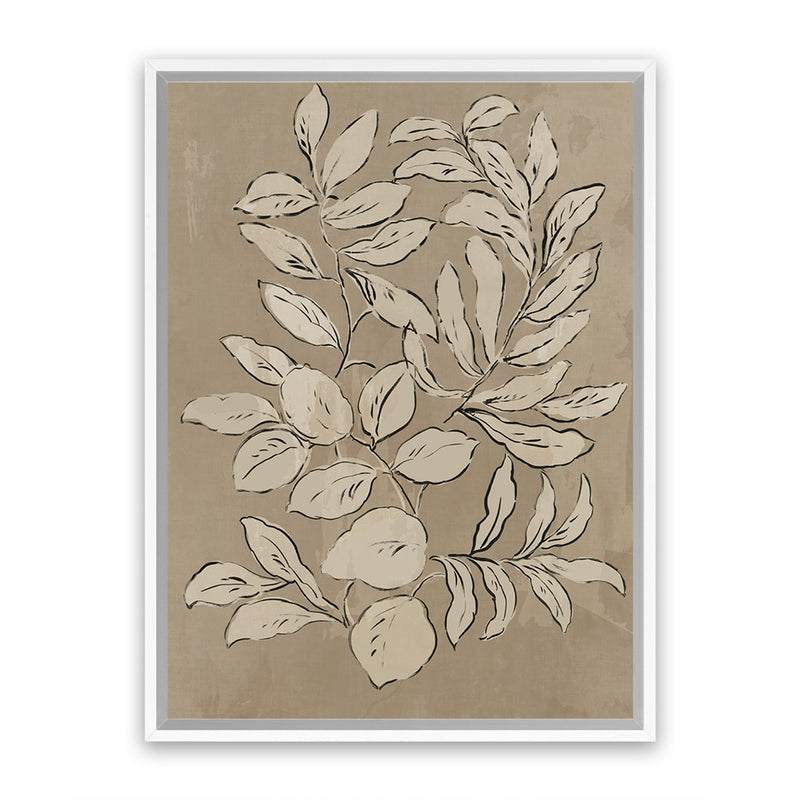 Shop Leaves Sketches II Canvas Art Print-Abstract, Brown, PC, Portrait, Rectangle, View All-framed wall decor artwork