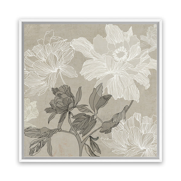 Shop Floral Lines I (Square) Canvas Art Print-Abstract, Neutrals, PC, Square, View All-framed wall decor artwork