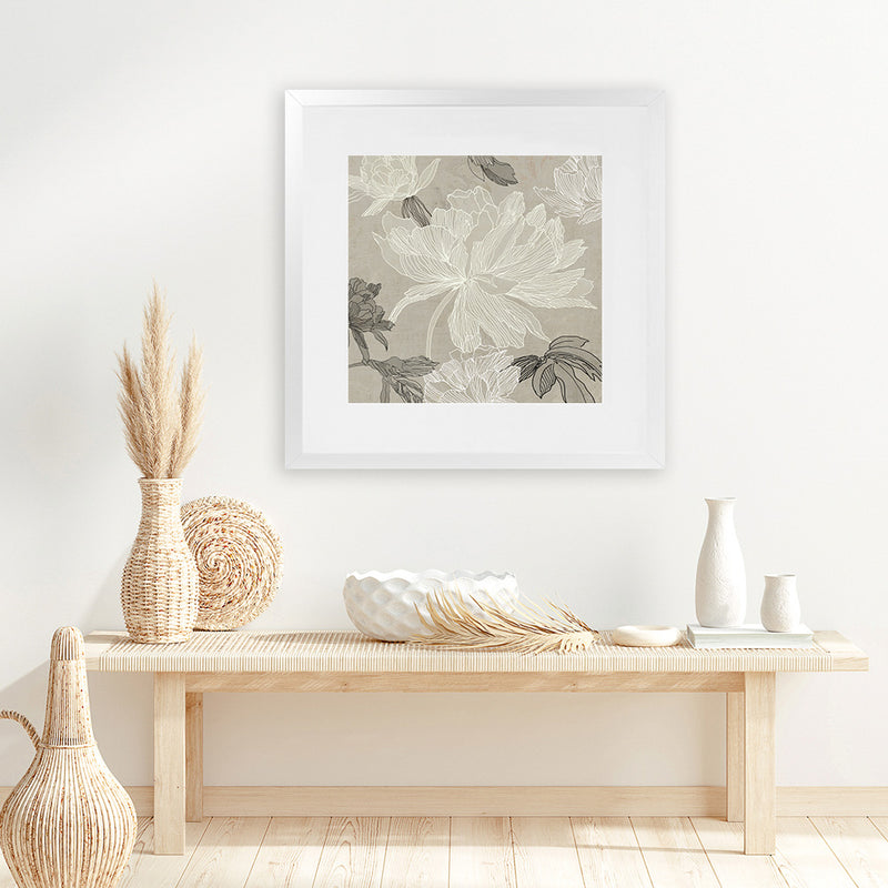 Shop Floral Lines II (Square) Art Print-Abstract, Neutrals, PC, Square, View All-framed painted poster wall decor artwork