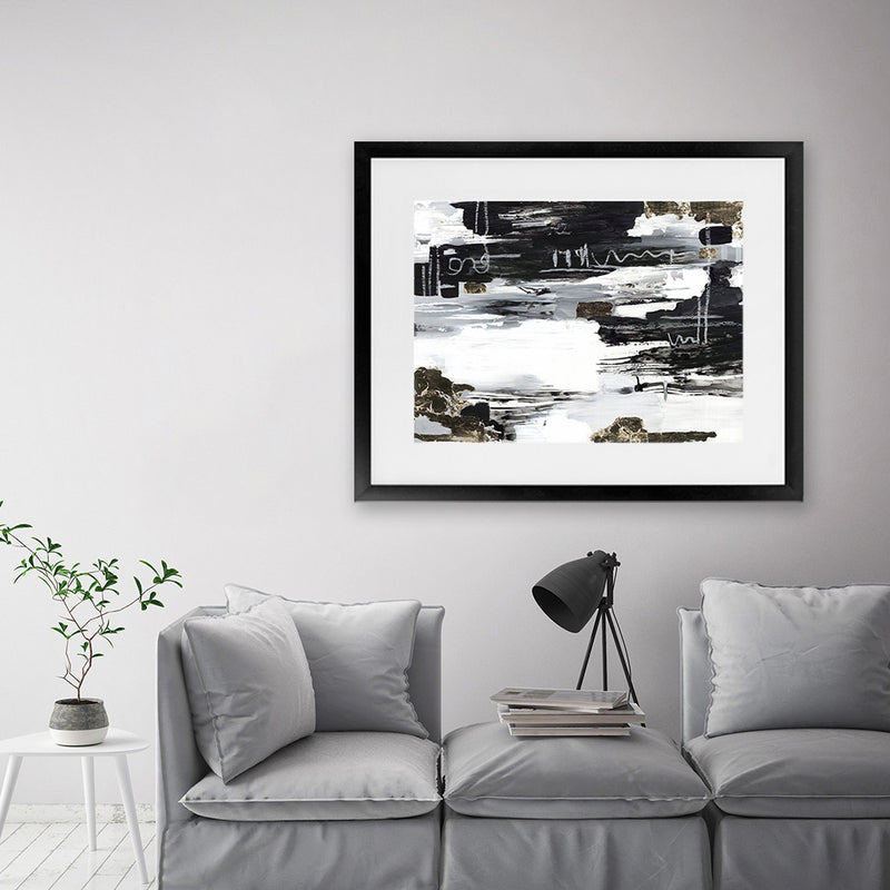 Shop Balancing Blue Art Print-Abstract, Black, Horizontal, Landscape, PC, Rectangle, View All-framed painted poster wall decor artwork