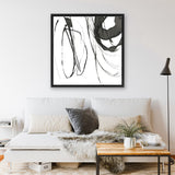 Shop Black Streaks I (Square) Canvas Art Print-Abstract, Black, PC, Square, View All, White-framed wall decor artwork