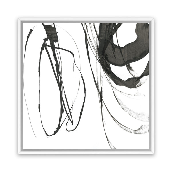 Shop Black Streaks I (Square) Canvas Art Print-Abstract, Black, PC, Square, View All, White-framed wall decor artwork