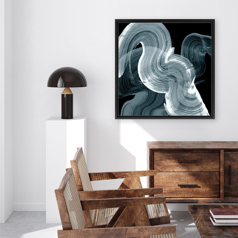 Shop Swirl II (Square) Canvas Art Print-Abstract, Black, Blue, PC, Square, View All-framed wall decor artwork