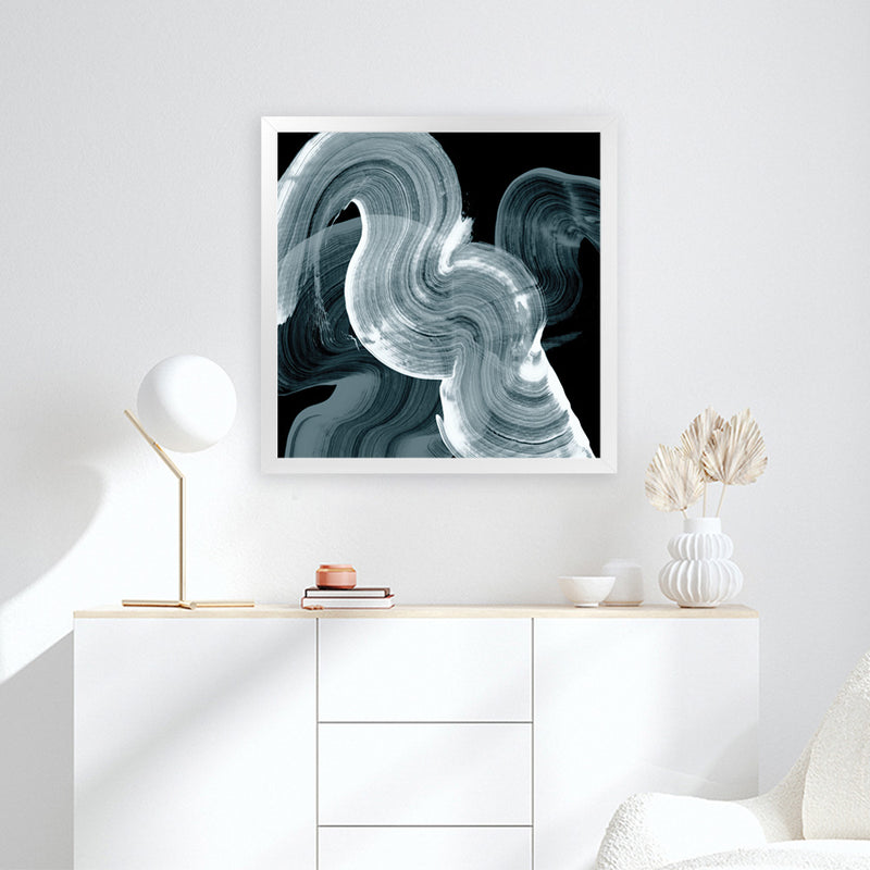 Shop Swirl II (Square) Art Print-Abstract, Black, Blue, PC, Square, View All-framed painted poster wall decor artwork