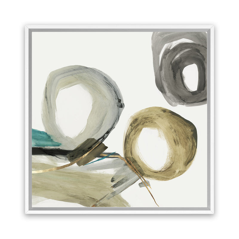 Shop Rings And Lines II (Square) Canvas Art Print-Abstract, Green, Grey, PC, Square, View All-framed wall decor artwork