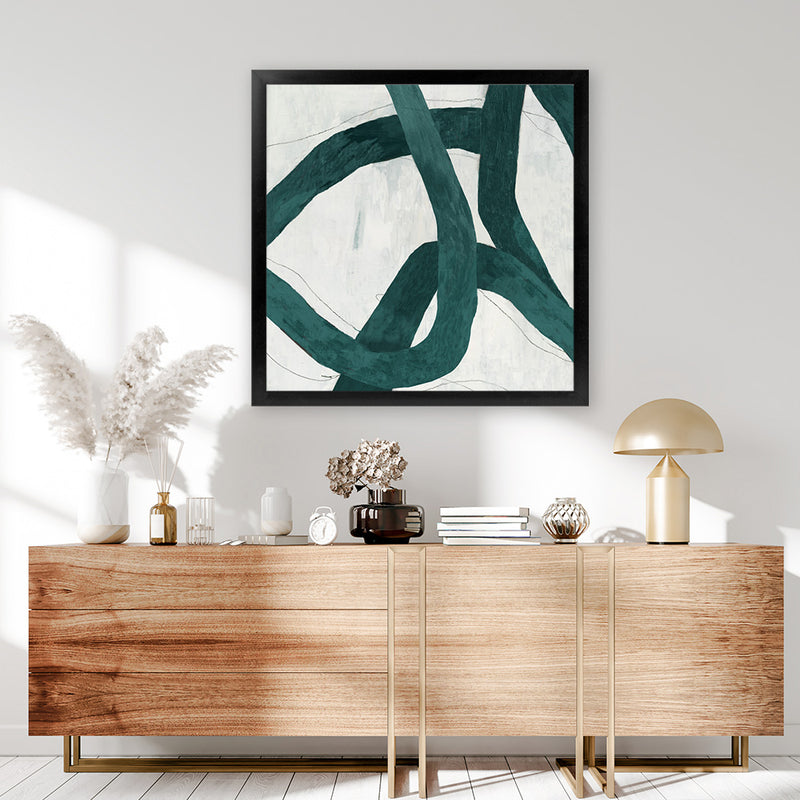 Shop Green Bow I (Square) Art Print-Abstract, Green, PC, Square, View All-framed painted poster wall decor artwork