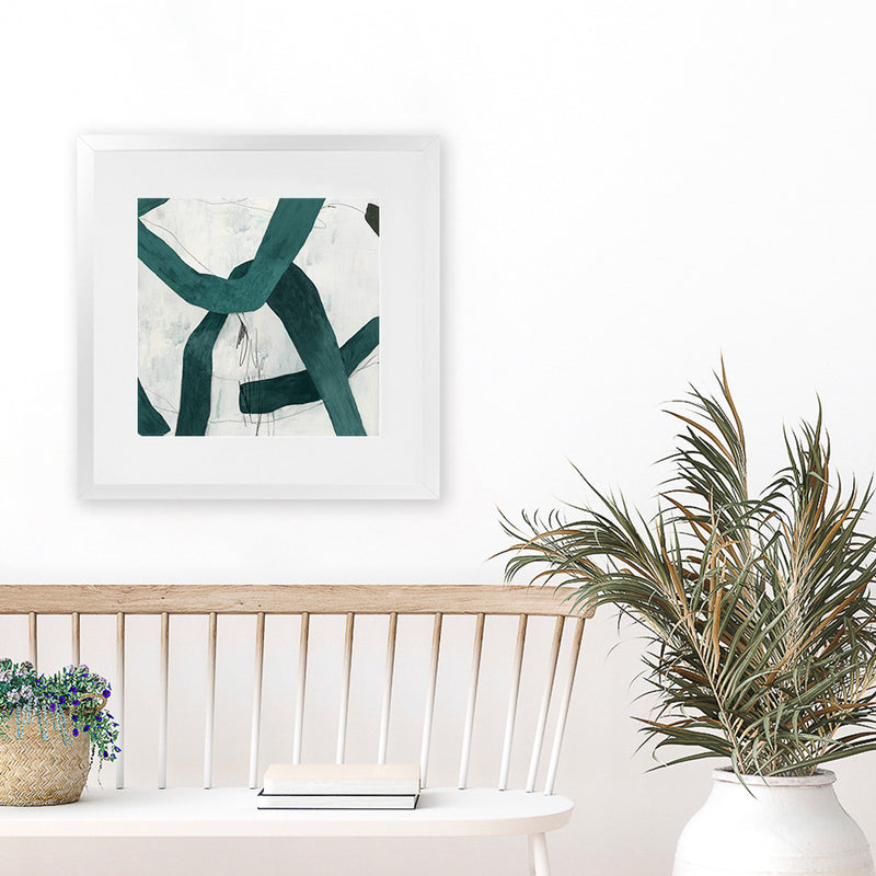 Shop Green Bow II (Square) Art Print-Abstract, Green, PC, Square, View All-framed painted poster wall decor artwork