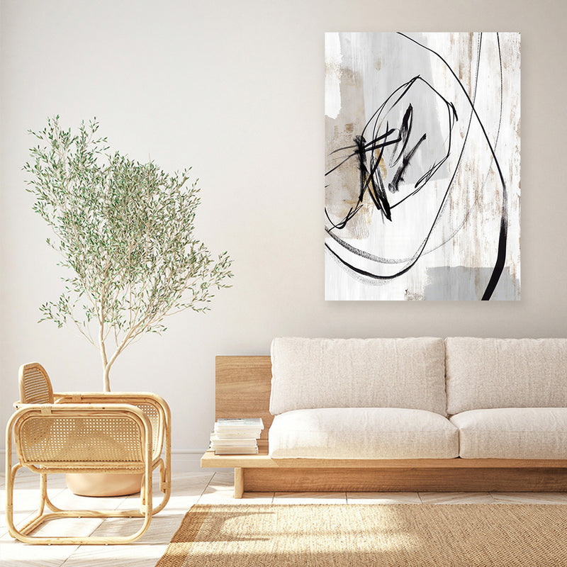 Shop Indentation I Canvas Art Print-Abstract, Neutrals, PC, Portrait, Rectangle, View All-framed wall decor artwork