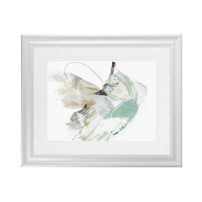 Shop Breath In Between III Art Print-Abstract, Green, Horizontal, Landscape, Neutrals, PC, Rectangle, View All, White-framed painted poster wall decor artwork