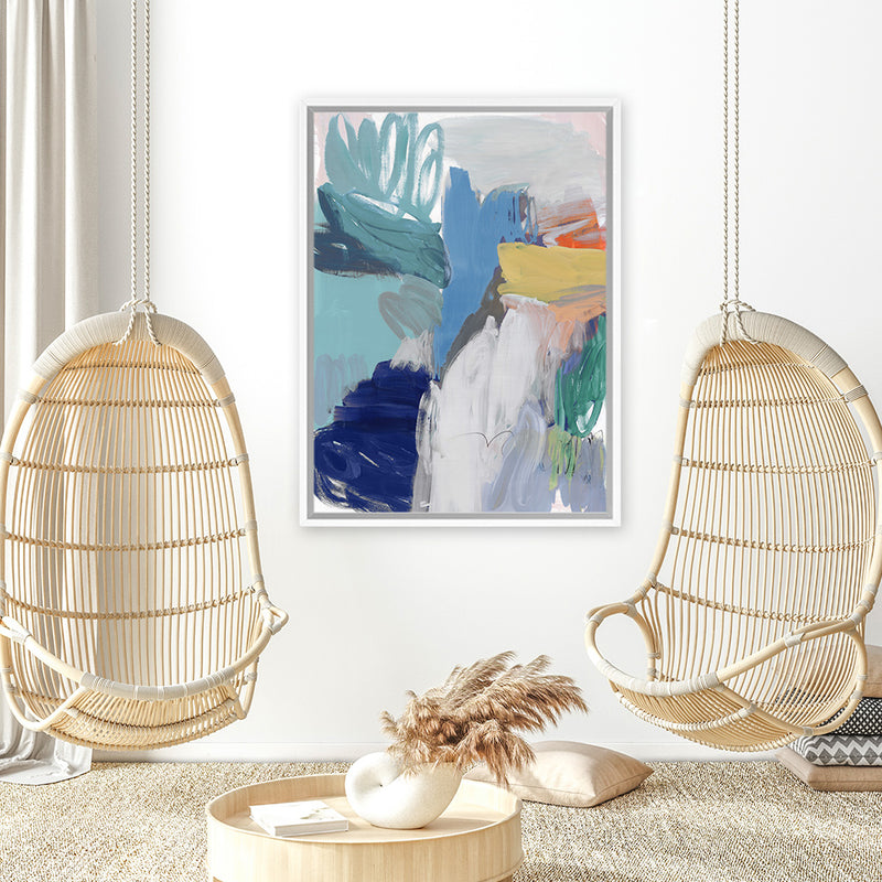 Shop Beguiled I Canvas Art Print-Abstract, Blue, PC, Portrait, Rectangle, View All-framed wall decor artwork