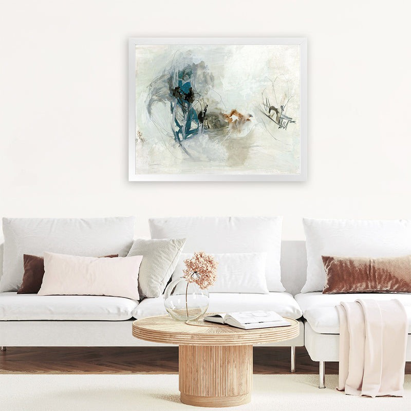 Shop Into The Wild Art Print-Abstract, Blue, Horizontal, Neutrals, PC, Rectangle, View All-framed painted poster wall decor artwork