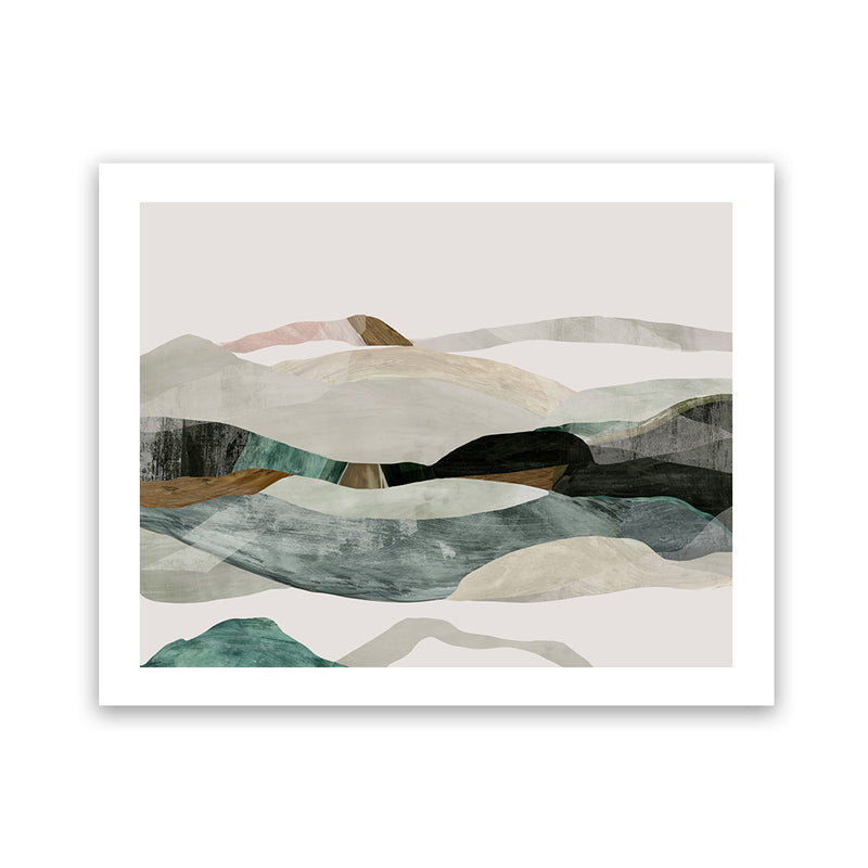 Shop Winter In The Mountains Art Print-Abstract, Green, Horizontal, Neutrals, PC, Rectangle, View All-framed painted poster wall decor artwork