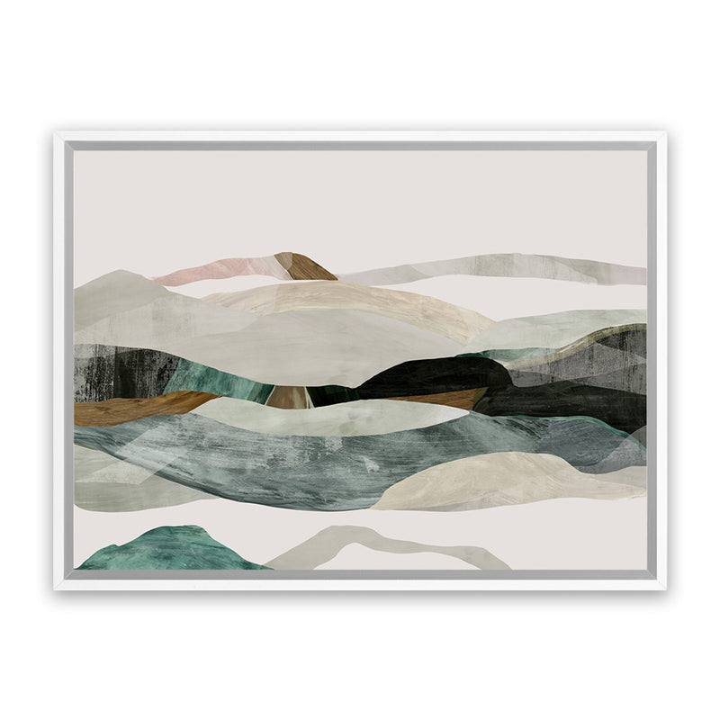 Shop Winter In The Mountains Canvas Art Print-Abstract, Green, Horizontal, Neutrals, PC, Rectangle, View All-framed wall decor artwork