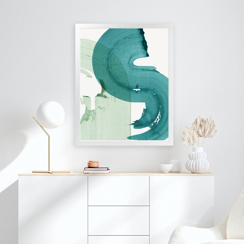 Shop Green Movement I Art Print-Abstract, Green, PC, Portrait, Rectangle, View All-framed painted poster wall decor artwork
