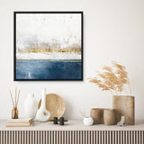 Shop Golden Horizon II (Square) Canvas Art Print-Abstract, Blue, Neutrals, PC, Square, View All-framed wall decor artwork
