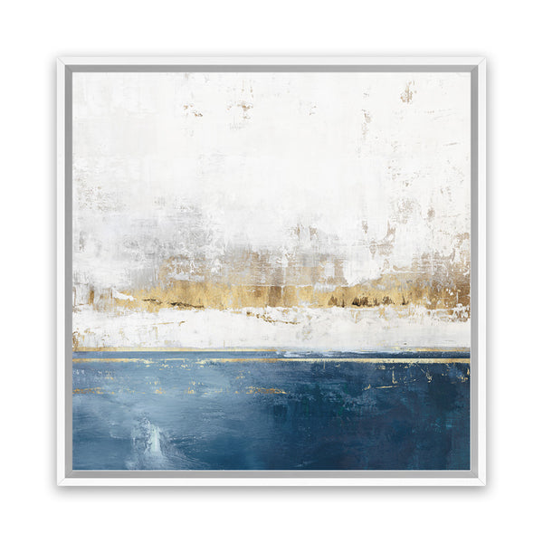 Shop Golden Horizon II (Square) Canvas Art Print-Abstract, Blue, Neutrals, PC, Square, View All-framed wall decor artwork