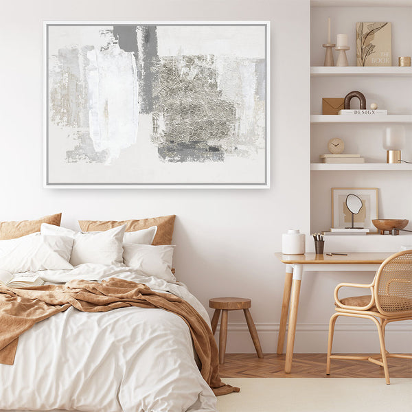 Shop Silver Slate Canvas Art Print-Abstract, Horizontal, Neutrals, PC, Rectangle, View All-framed wall decor artwork