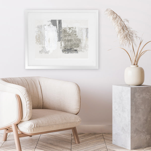 Shop Silver Slate Art Print-Abstract, Horizontal, Neutrals, PC, Rectangle, View All-framed painted poster wall decor artwork