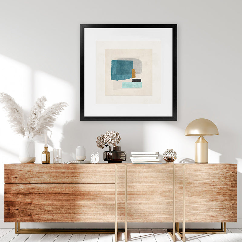 Shop Square Form II (Square) Art Print-Abstract, Blue, Neutrals, PC, Square, View All-framed painted poster wall decor artwork