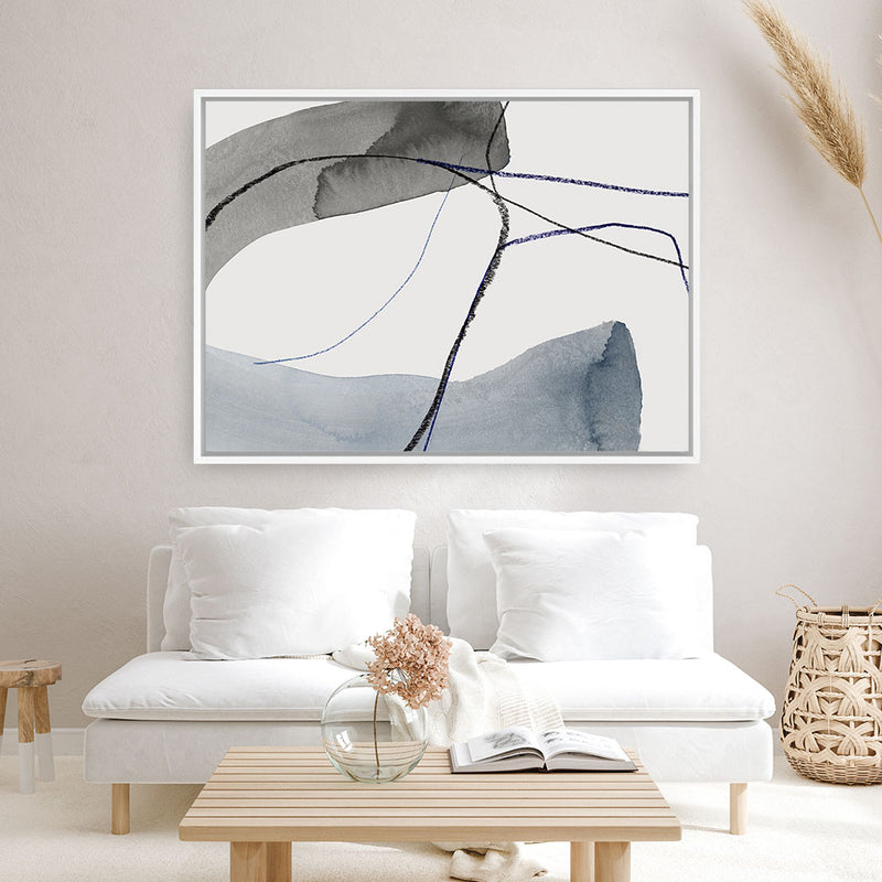 Shop Wrapped I Canvas Art Print-Abstract, Black, Blue, Horizontal, Neutrals, PC, Rectangle, View All-framed wall decor artwork