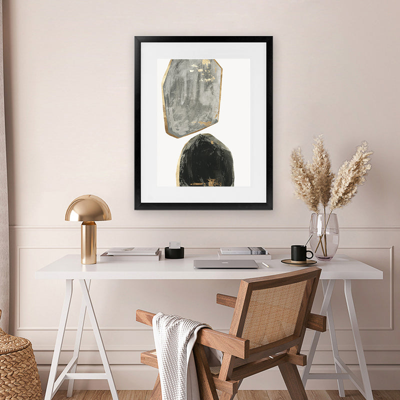 Shop Stones I Art Print-Abstract, Black, Grey, PC, Portrait, Rectangle, View All-framed painted poster wall decor artwork