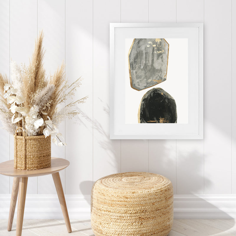 Shop Stones I Art Print-Abstract, Black, Grey, PC, Portrait, Rectangle, View All-framed painted poster wall decor artwork
