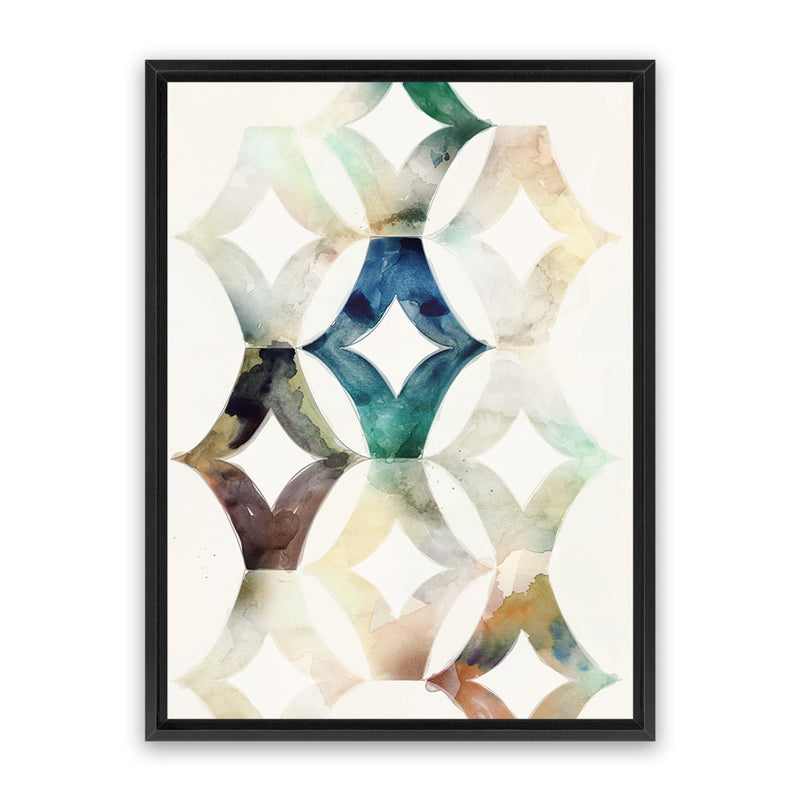 Shop Morocgraphic I Canvas Art Print-Abstract, Blue, Neutrals, PC, Portrait, Rectangle, View All-framed wall decor artwork