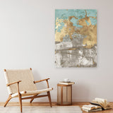 Shop Blue Gold II Canvas Art Print-Abstract, Blue, Brown, Grey, PC, Portrait, Rectangle, View All-framed wall decor artwork