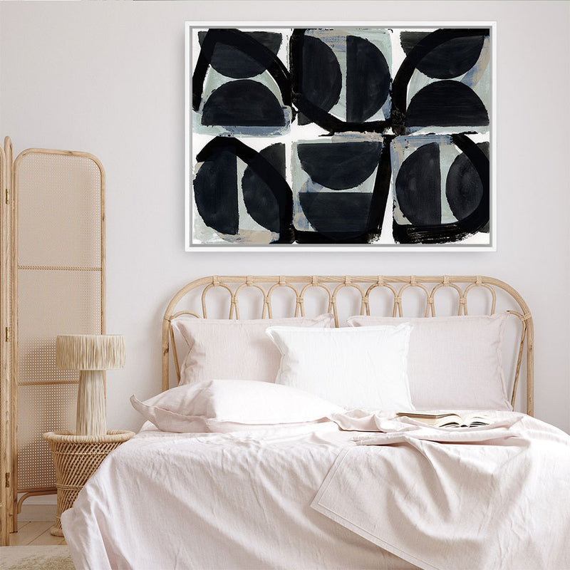 Shop Dancing Block Canvas Art Print-Abstract, Black, Horizontal, PC, Rectangle, View All-framed wall decor artwork