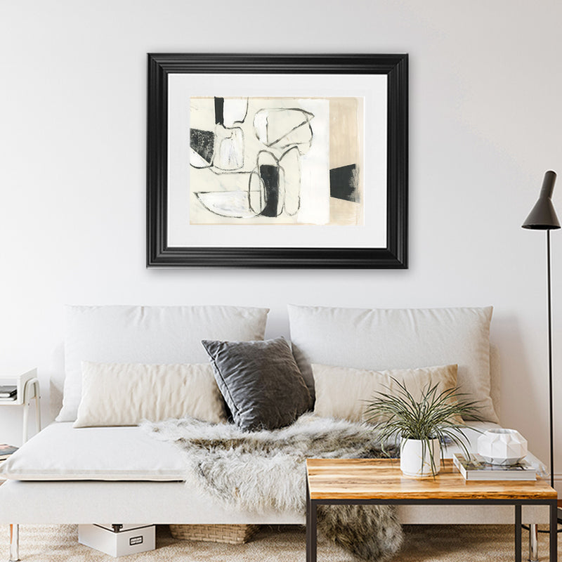 Shop Settling Shapes II Art Print-Abstract, Horizontal, Neutrals, PC, Rectangle, View All-framed painted poster wall decor artwork