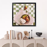 Shop Pears In A Bowl (Square) Art Print-Green, Scandinavian, Square, View All-framed painted poster wall decor artwork