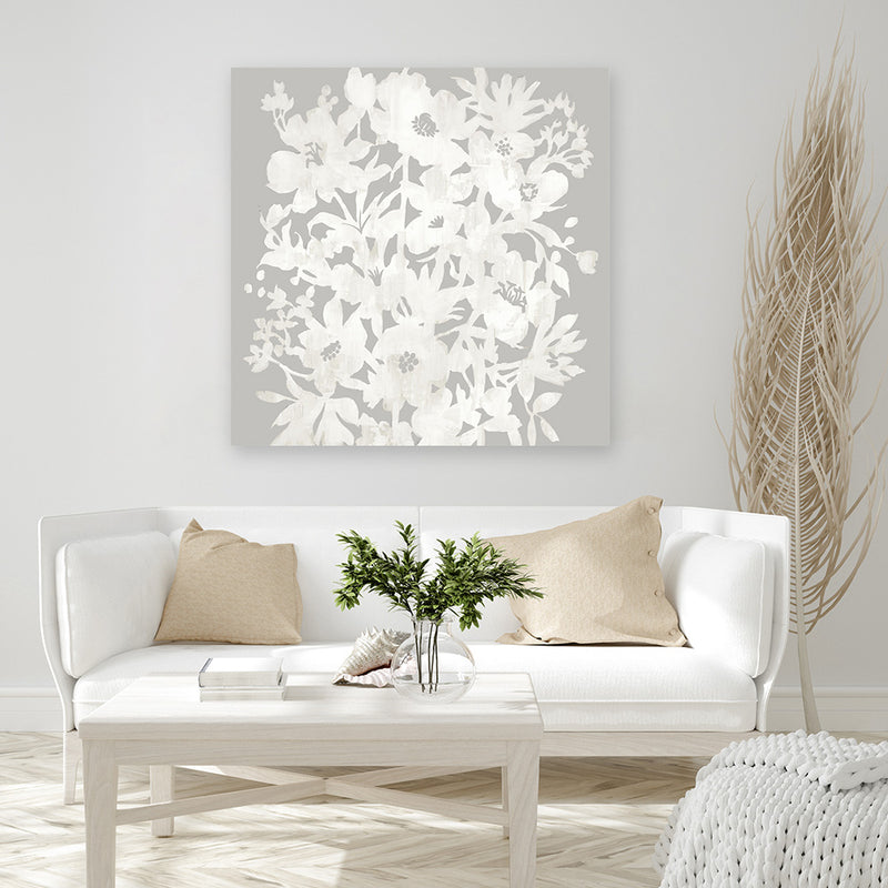 Shop Floral Silhouette (Square) Canvas Art Print-Abstract, Florals, Neutrals, Square, View All-framed wall decor artwork