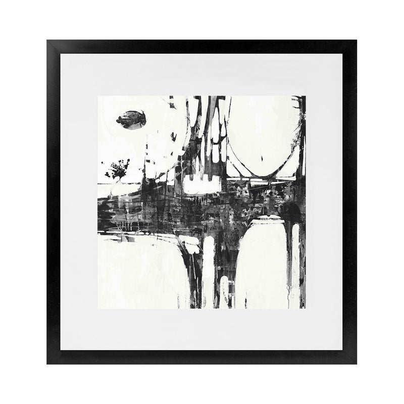 Shop Building Bridges II (Square) Art Print-Abstract, Black, Square, View All, White-framed painted poster wall decor artwork