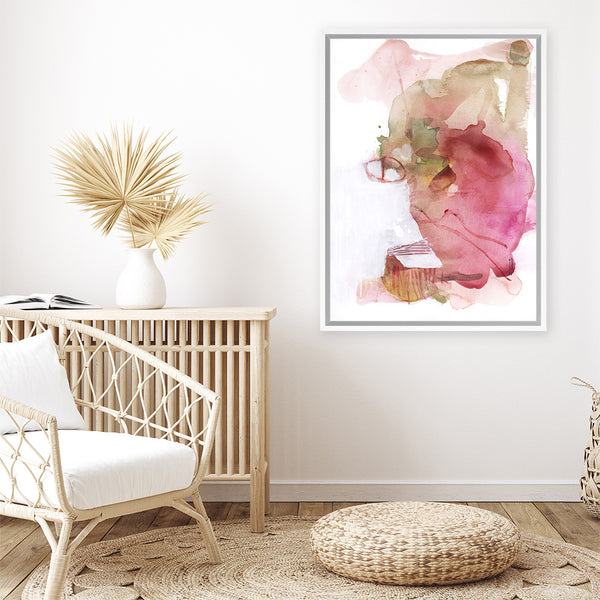 Shop Pink Watercolour II Canvas Art Print-Abstract, Pink, Portrait, Rectangle, View All-framed wall decor artwork