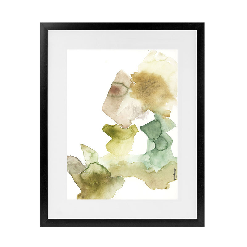 Shop Gold Watecolour II Art Print-Abstract, Green, Portrait, Rectangle, View All, White-framed painted poster wall decor artwork