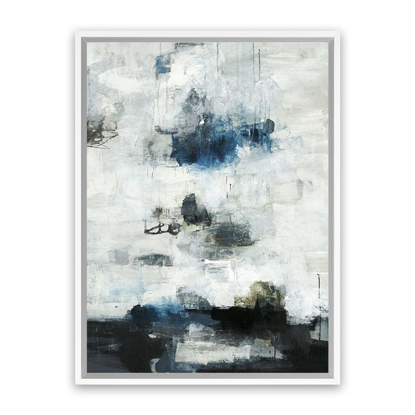 Shop Black & Blue Canvas Art Print-Abstract, Black, Blue, Portrait, Rectangle, View All, White-framed wall decor artwork