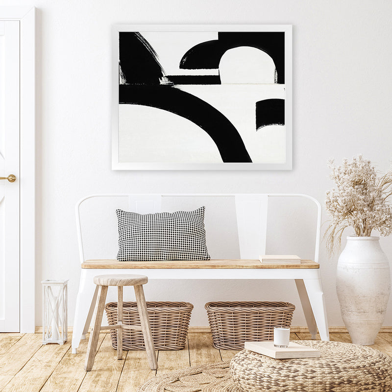 Shop Prosperous Elements III Art Print-Abstract, Black, Horizontal, Landscape, Rectangle, View All, White-framed painted poster wall decor artwork